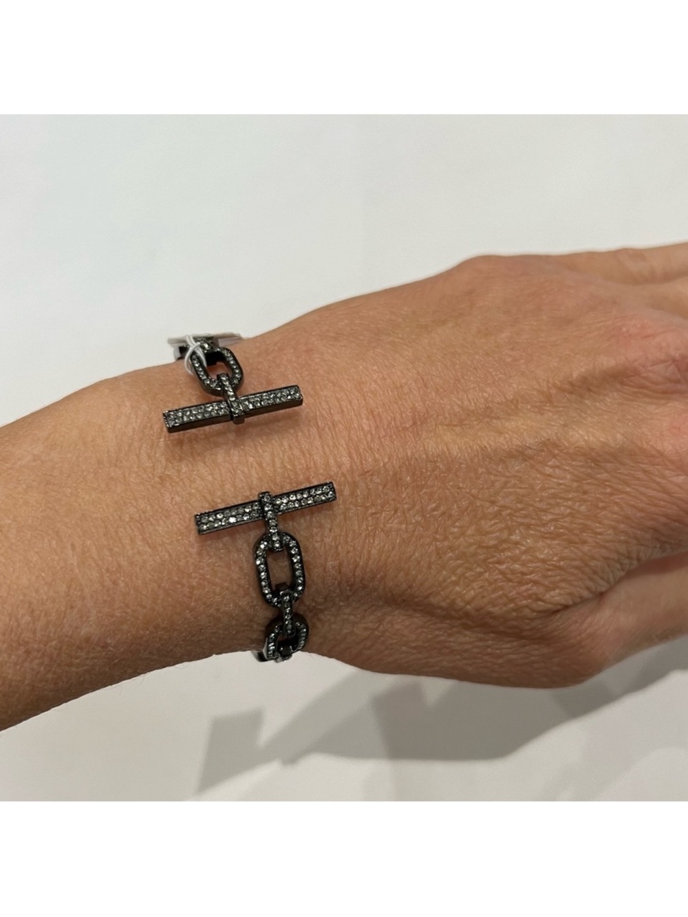 Michael Kors Cityscape Hematite Pavé Chain Link Hinged Cuff Bracelet